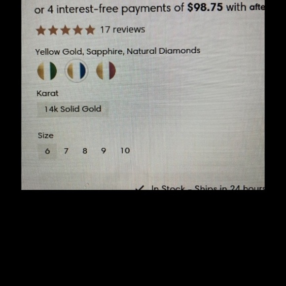 ONE New Oradina 14 Kt. Sapphire and Diamond Band Size 6. - Picture 3 of 5